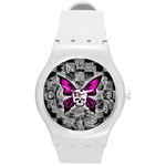 Skull Butterfly Round Plastic Sport Watch Medium