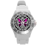 Skull Butterfly Round Plastic Sport Watch Large