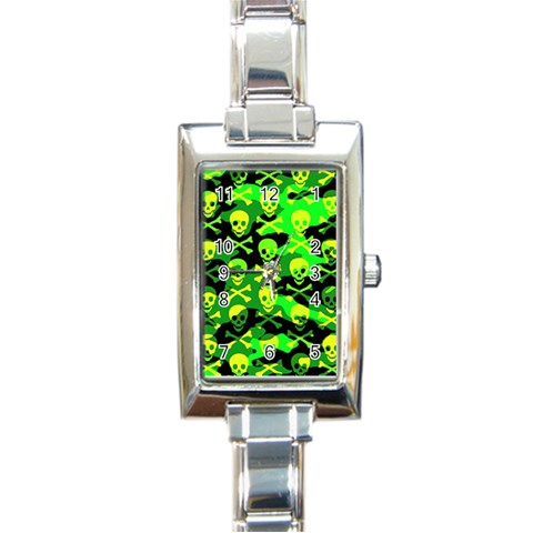 Skull Camouflage Rectangular Italian Charm Watch from ArtsNow.com Front
