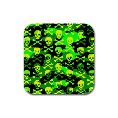 Skull Camouflage Rubber Square Coaster (4 pack) from ArtsNow.com Front