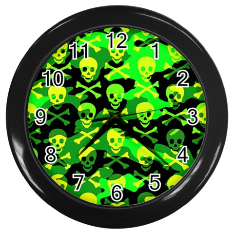 Skull Camouflage Wall Clock (Black) from ArtsNow.com Front