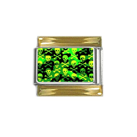 Skull Camouflage Gold Trim Italian Charm (9mm) from ArtsNow.com Front