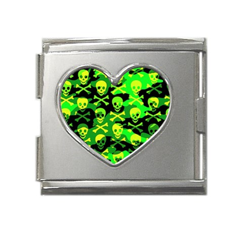 Skull Camouflage Mega Link Heart Italian Charm (18mm) from ArtsNow.com Front