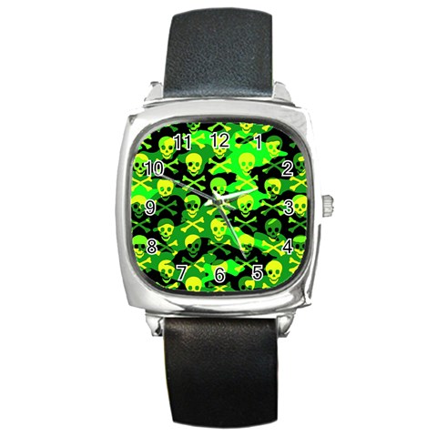 Skull Camouflage Square Metal Watch from ArtsNow.com Front