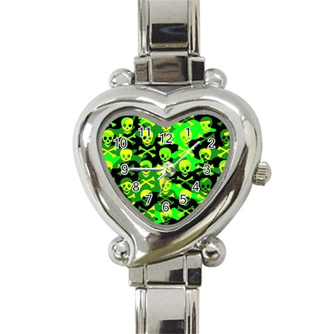 Skull Camouflage Heart Italian Charm Watch from ArtsNow.com Front