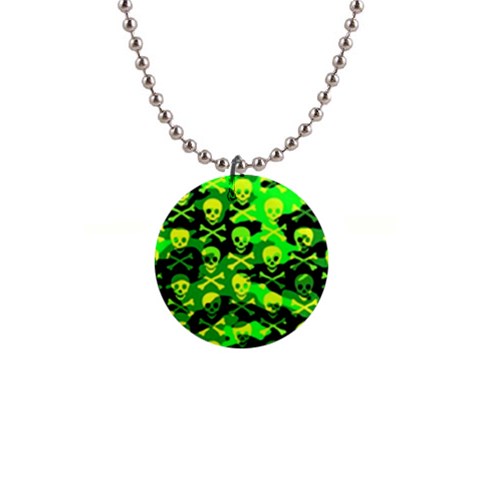 Skull Camouflage 1  Button Necklace from ArtsNow.com Front