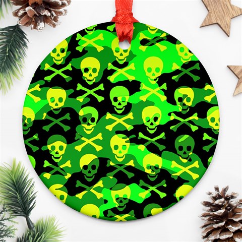 Skull Camouflage Round Ornament (Two Sides) from ArtsNow.com Front
