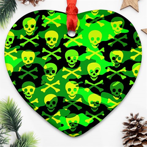 Skull Camouflage Heart Ornament (Two Sides) from ArtsNow.com Front