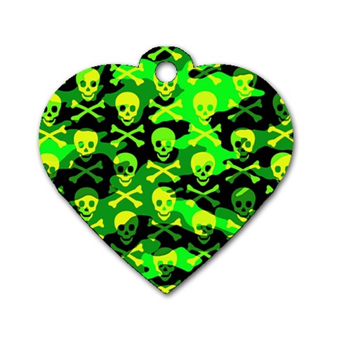 Skull Camouflage Dog Tag Heart (One Side) from ArtsNow.com Front