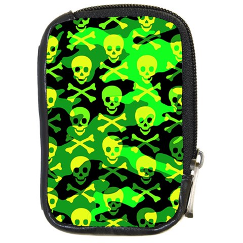 Skull Camouflage Compact Camera Leather Case from ArtsNow.com Front