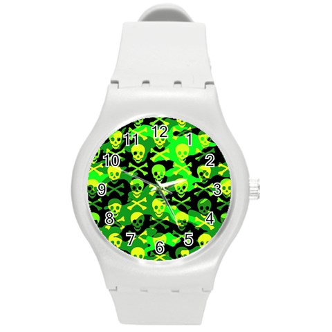 Skull Camouflage Round Plastic Sport Watch Medium from ArtsNow.com Front