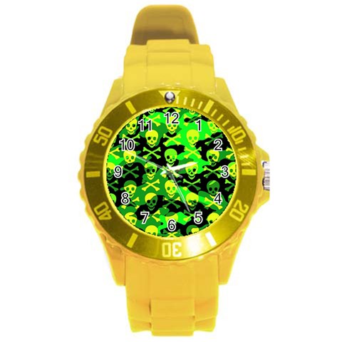 Skull Camouflage Round Plastic Sport Watch Large from ArtsNow.com Front