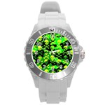 Skull Camouflage Round Plastic Sport Watch Large