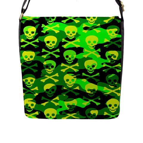 Skull Camouflage Flap Closure Messenger Bag (Large) from ArtsNow.com Front