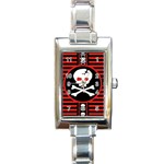 Skull Cross Rectangular Italian Charm Watch