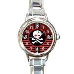 Skull Cross Round Italian Charm Watch