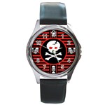 Skull Cross Round Metal Watch