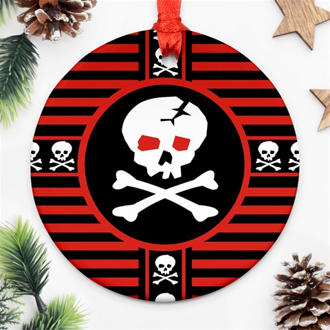 Skull Cross Ornament (Round) from ArtsNow.com Front