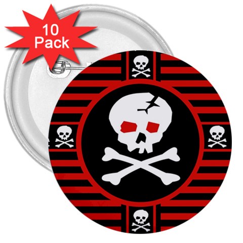 Skull Cross 3  Button (10 pack) from ArtsNow.com Front