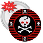 Skull Cross 3  Button (10 pack)