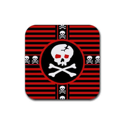 Skull Cross Rubber Coaster (Square) from ArtsNow.com Front