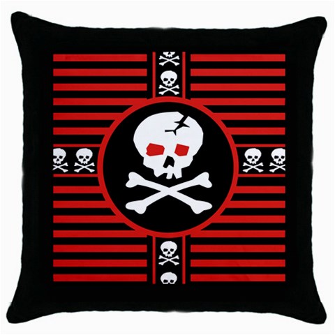 Skull Cross Throw Pillow Case (Black) from ArtsNow.com Front