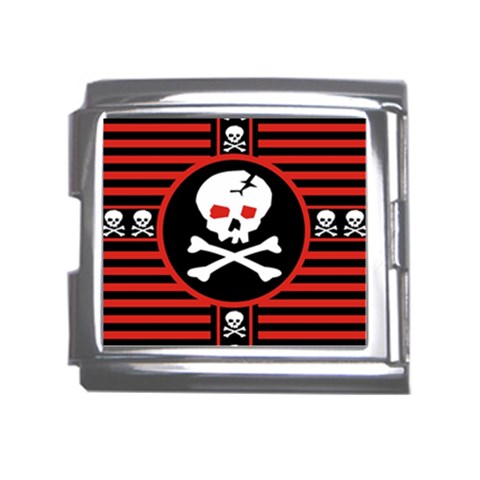 Skull Cross Mega Link Italian Charm (18mm) from ArtsNow.com Front