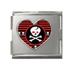 Skull Cross Mega Link Heart Italian Charm (18mm)