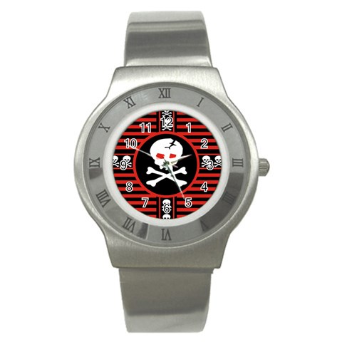 Skull Cross Stainless Steel Watch from ArtsNow.com Front