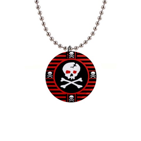 Skull Cross 1  Button Necklace from ArtsNow.com Front
