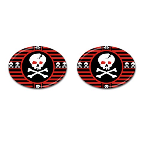 Skull Cross Cufflinks (Oval) from ArtsNow.com Front(Pair)