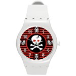 Skull Cross Round Plastic Sport Watch Medium