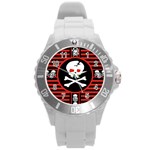 Skull Cross Round Plastic Sport Watch Large