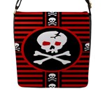 Skull Cross Flap Closure Messenger Bag (Large)