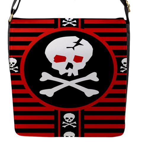 Skull Cross Flap closure messenger bag (Small) from ArtsNow.com Front