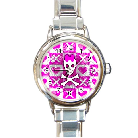 Skull Princess Round Italian Charm Watch from ArtsNow.com Front