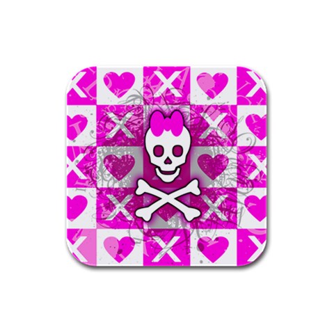 Skull Princess Rubber Square Coaster (4 pack) from ArtsNow.com Front