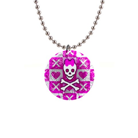 Skull Princess 1  Button Necklace from ArtsNow.com Front