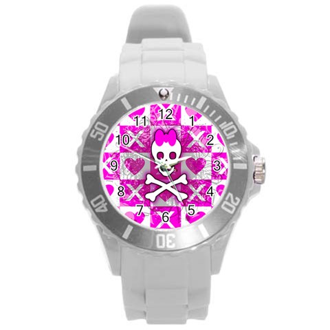 Skull Princess Round Plastic Sport Watch Large from ArtsNow.com Front