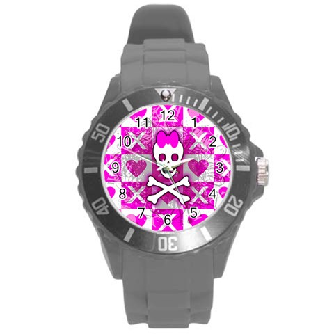 Skull Princess Round Plastic Sport Watch Large from ArtsNow.com Front
