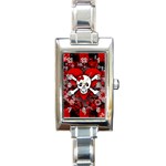 Skull Romance  Rectangular Italian Charm Watch