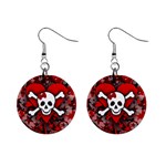 Skull Romance  1  Button Earrings