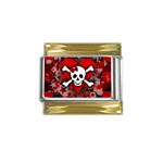 Skull Romance  Gold Trim Italian Charm (9mm)