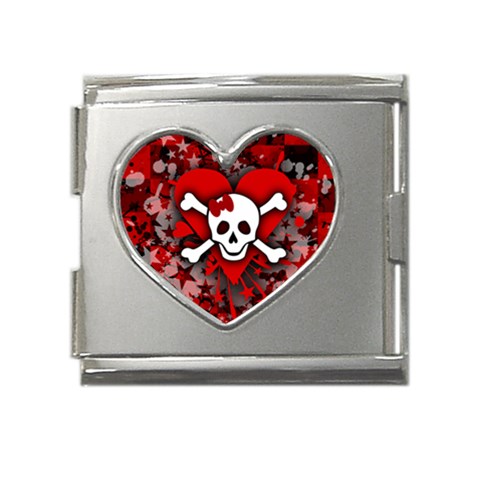Skull Romance  Mega Link Heart Italian Charm (18mm) from ArtsNow.com Front