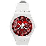 Skull Romance  Round Plastic Sport Watch Medium