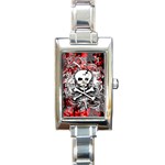 Skull Splatter Rectangular Italian Charm Watch