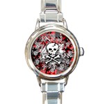 Skull Splatter Round Italian Charm Watch