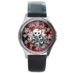 Skull Splatter Round Metal Watch