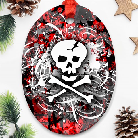 Skull Splatter Ornament (Oval) from ArtsNow.com Front