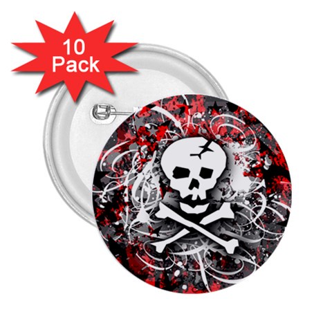 Skull Splatter 2.25  Button (10 pack) from ArtsNow.com Front